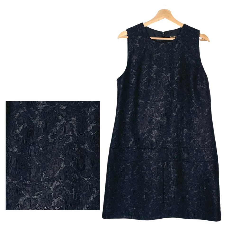 Laundry by Shelli Segal Black Jacquard Sleeveless Shift Dress Size 12 NWT